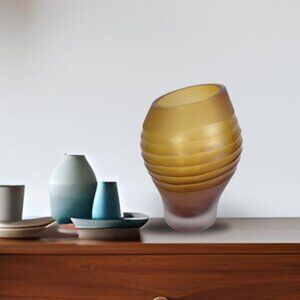 Vintage Murano Seguso Art Glass Vase Frosted AMBER Midcentury